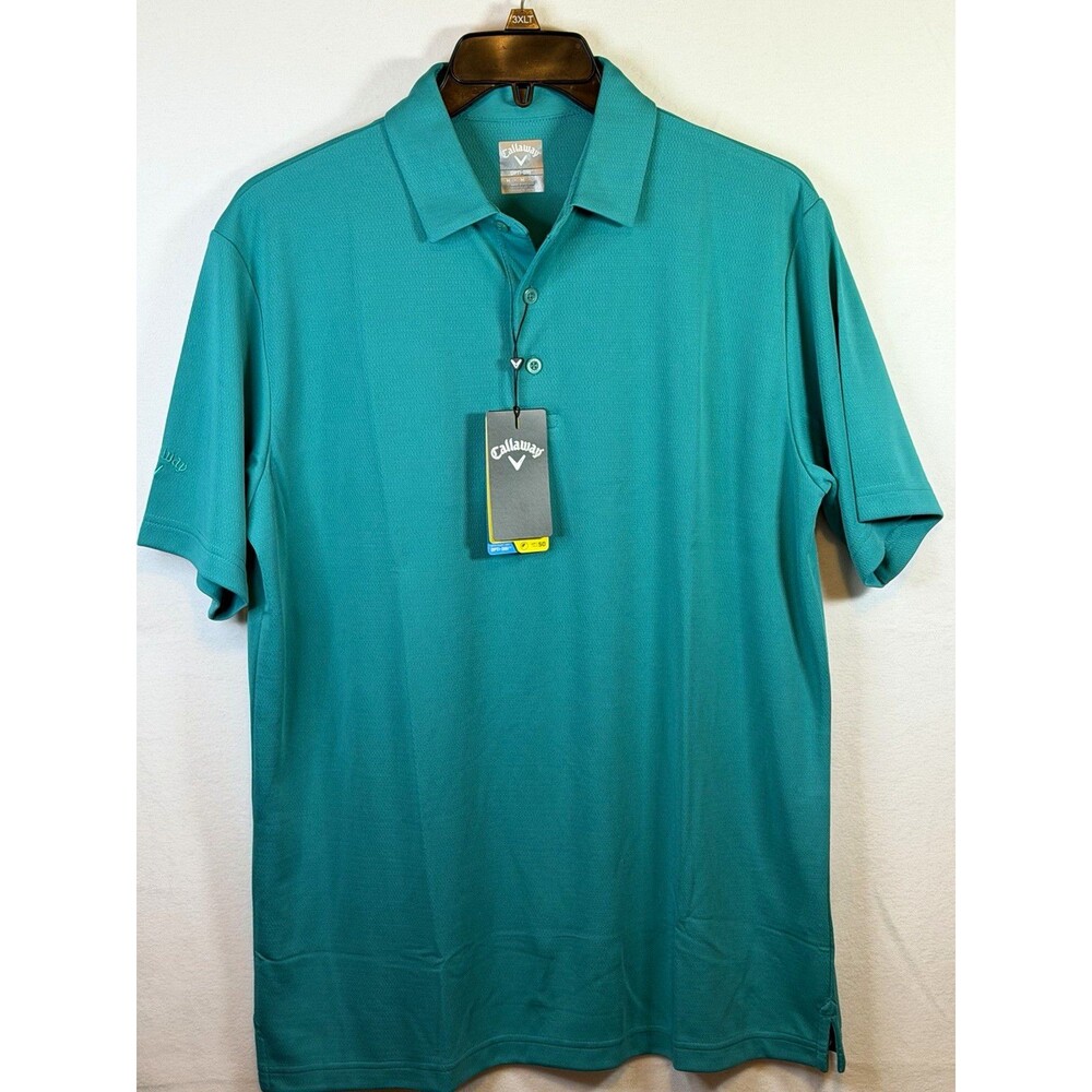 Callaway Opti-Dri Golf Polo Shirt Mens M Teal Solid Short Sleeve UPF 50